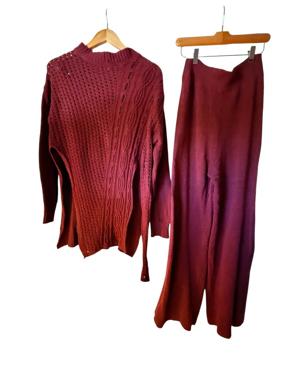 Free People Harper Women's Two-Piece Knit Lounge Set in Pretty Berry